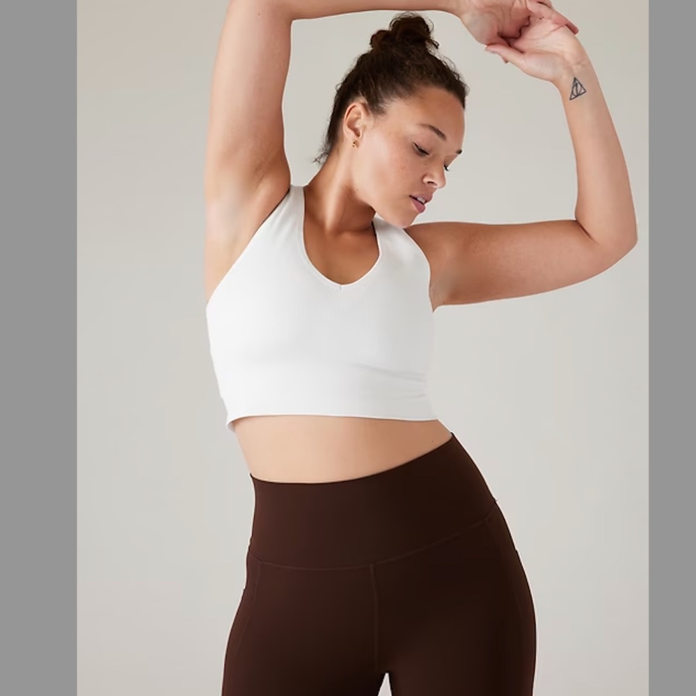 Athleta - Aurora Seamless Crop Ribbed Tank - White - Small (S)